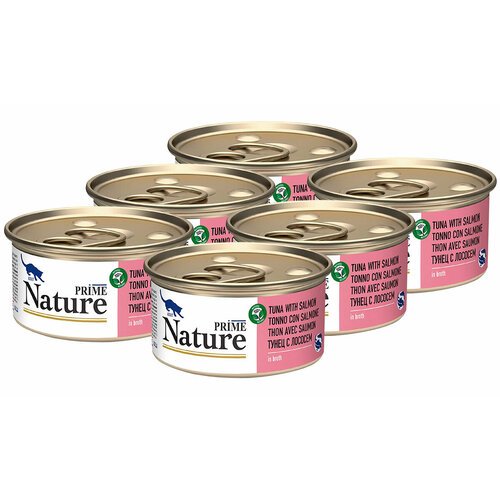 PRIME NATURE TUNA & SALMON для взрослых кошек с тунцом и лососем в желе банка 85 гр 85 гр х 6 шт