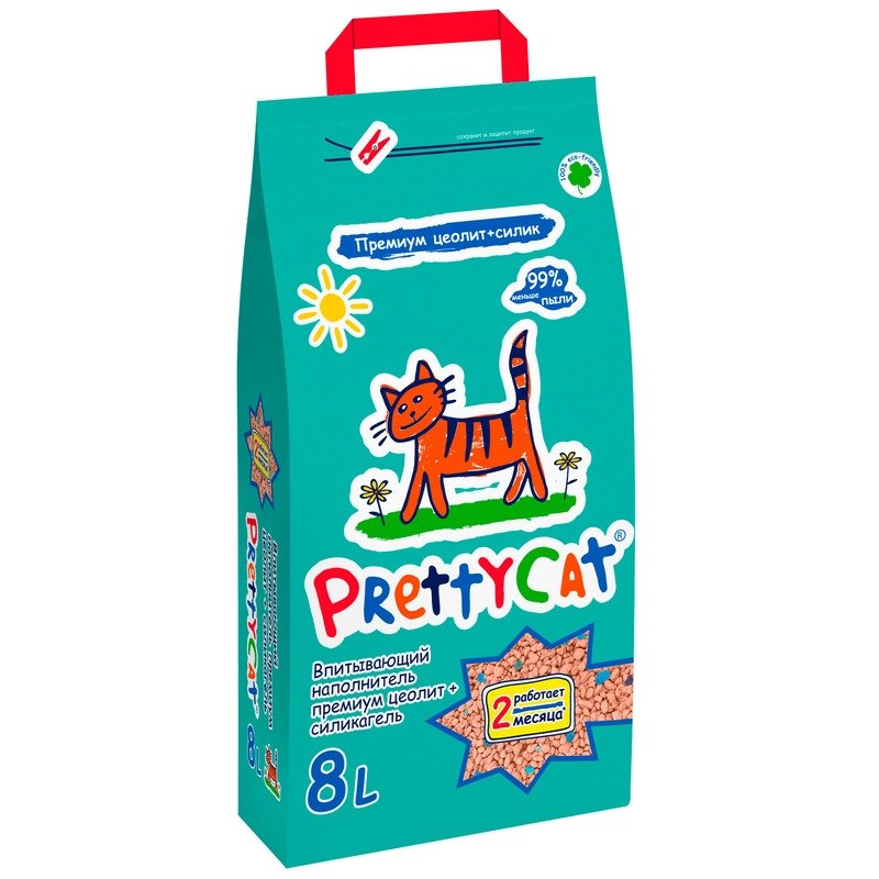 PrettyCat Premium наполнитель впитывающий глиняный \'Premium\' с део-кристаллами - 4 кг