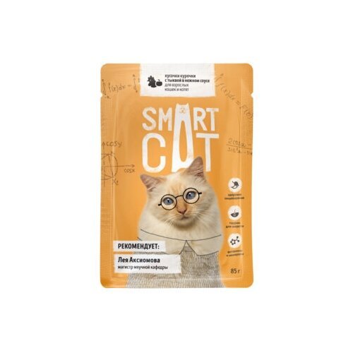 Smart Cat паучи Паучи для взрослых кошек и котят кусочки курочки с тыквой в нежном соусе 0,085 кг 38070 (37 шт)