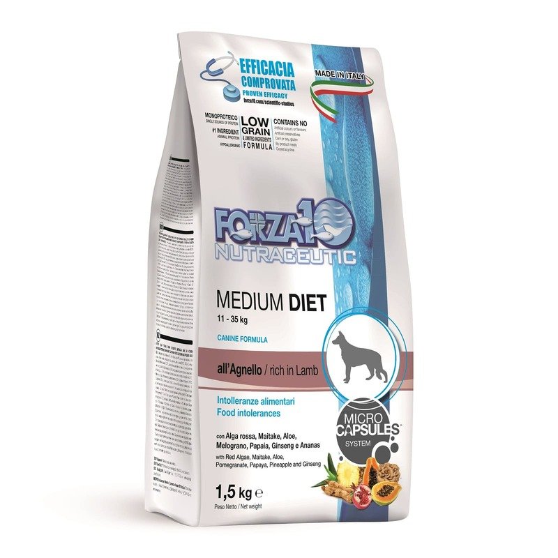 Сухой корм Forza10 Medium Diet для взрослых собак средних пород из ягненка с микрокапсулами - 1,5 кг