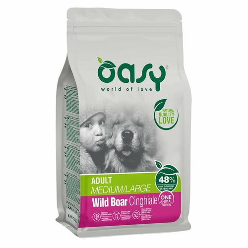 Oasy Dry Dog OAP Adult MediumLarge Монопротеин сухой корм для взрослых собак средних и крупных пород с мясом дикого кабана