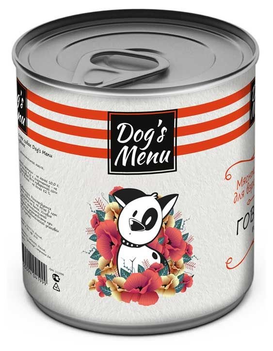 Консервы для взрослых собак Dog`s Menu говяжий пудинг, 750 г