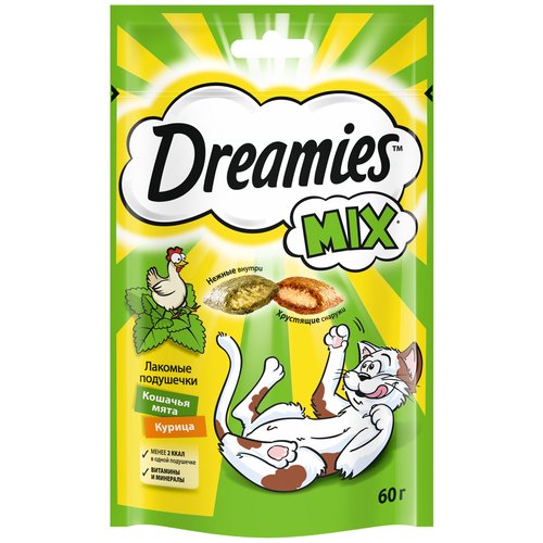 Лакомство для кошек  Dreamies Подушечки Mix, 60 г птица