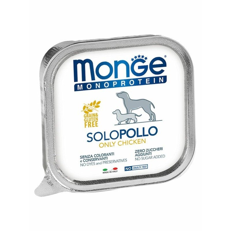 Monge Dog Monoprotein Solo полнорационный влажный корм для собак, беззерновой, паштет с курицей, в ламистерах - 150 г