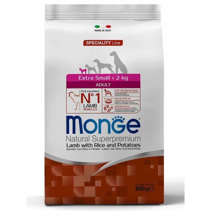 Monge Monge Dog Speciality Extra Small сухой корм для взрослых собак миниатюрных пород с ягненком, рисом и картофелем - 800 г