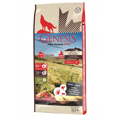 Сухой корм для собак Genesis Broad Meadow, беззерновой, говядина, дикий кабан, косуля 1 уп. х 1 шт. х 11.79 кг