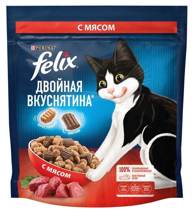 Сухой корм для кошек Felix с мясом, 600 г