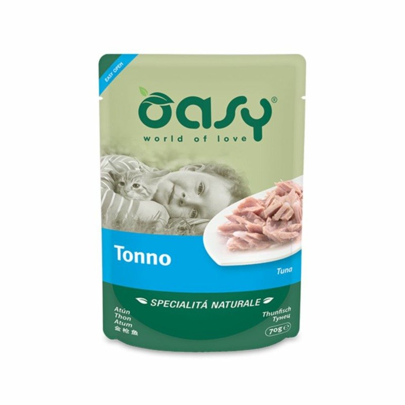 Oasy Wet Cat Specialita Naturali Tuna влажный корм для взрослых кошек, дополнительное питание с тунцом, в паучах - 70 г