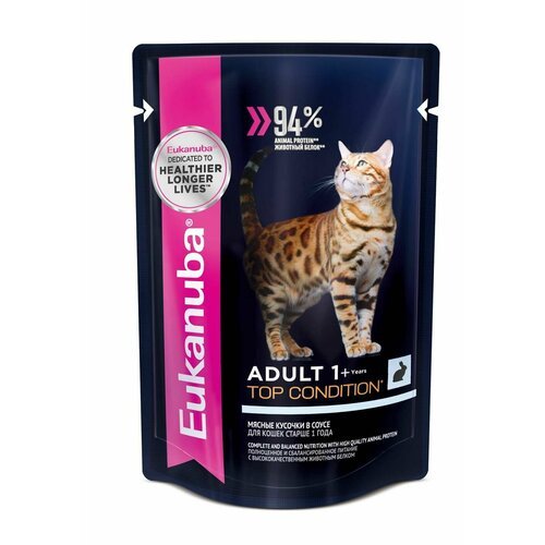 Eukanuba ADULT TOP CONDITION RABBIT пауч влажный корм для взрослых кошек, кролик в соусе, 85 гр