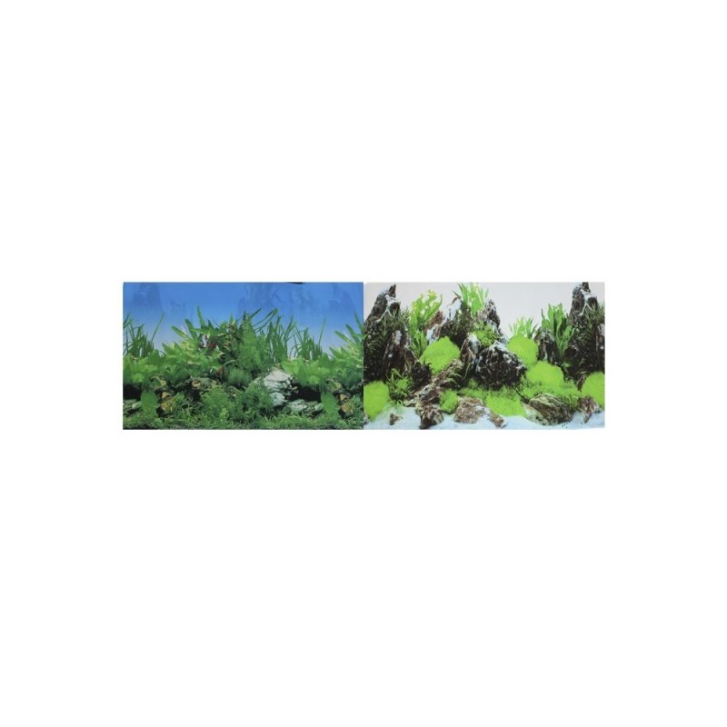 Фон для аквариумов PRIME двухсторонний Растительный/Скалы с растениями 60х150см