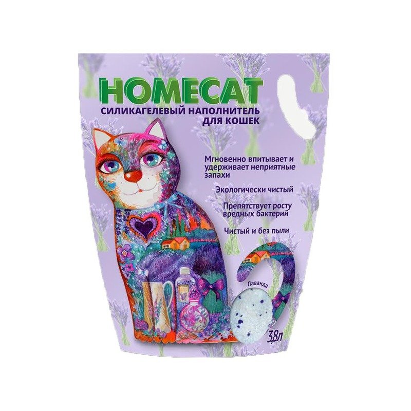 Homecat Лаванда силикагелевый впитывающий наполнитель с ароматом лаванды - 3,6 л