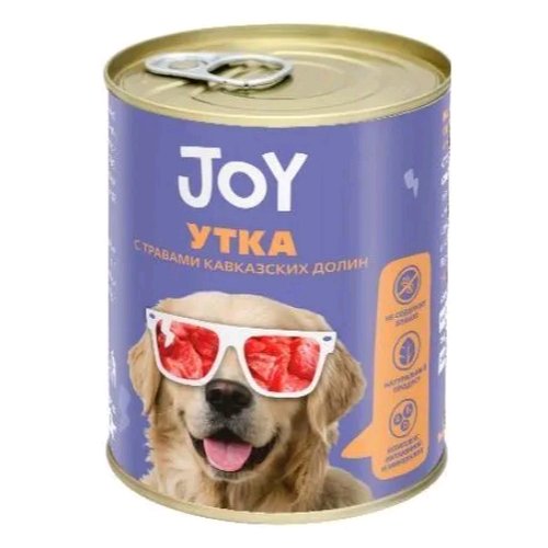 JOY консервы для собак средних и крупных пород беззерновые Утка с травами кавказских долин 340г