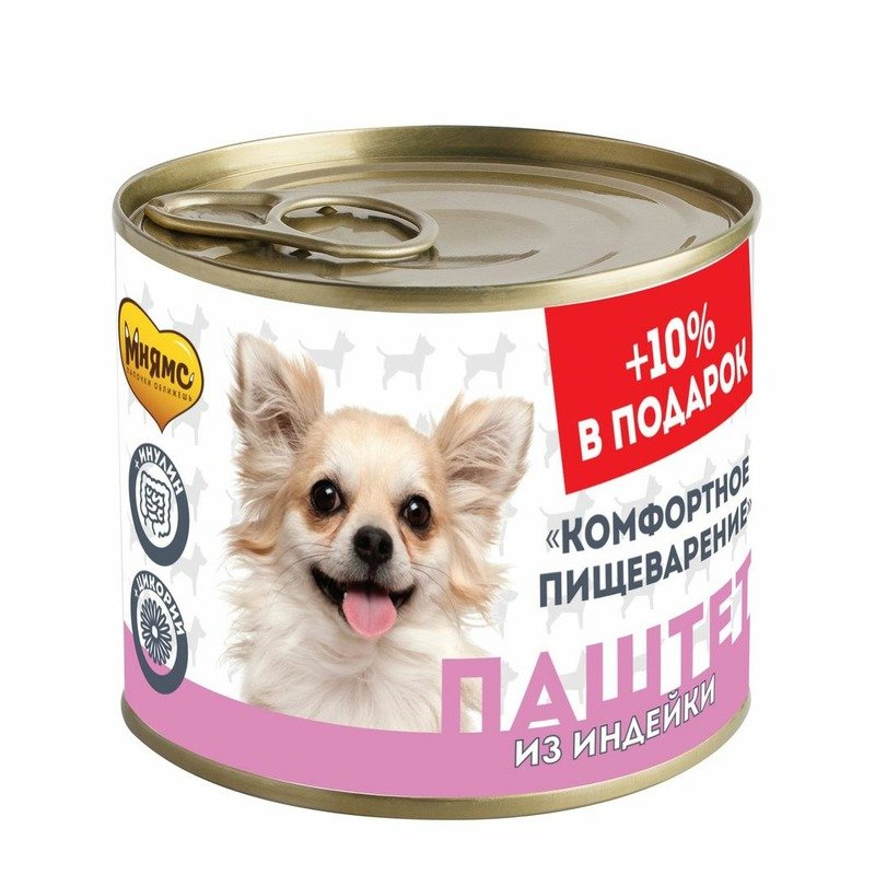 Мнямс Комфортное пищеварение полнорационный влажный корм для собак, паштет из индейки, в консервах - 220 г