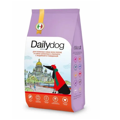 Daily Dog Casual сухой корм для пожилых собак всех пород и собак склонных к полноте, с индейкой и говядиной
