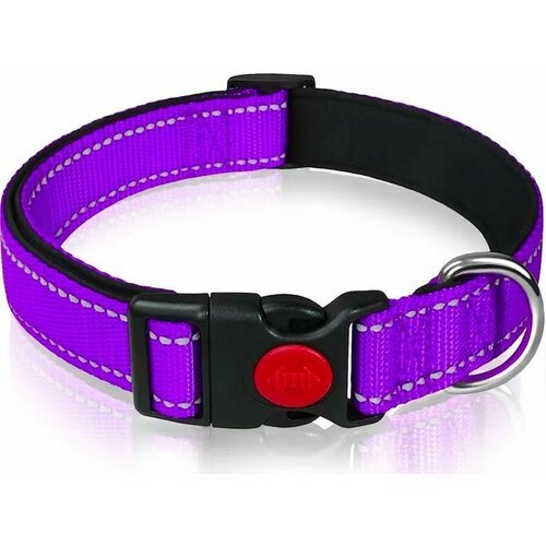 Поводок с ошейником (комплект светоотражающий) фиолетовый, размер S