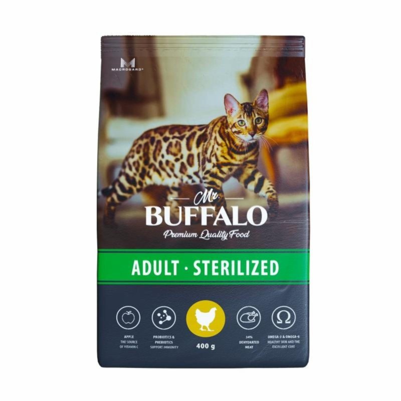 Mr.Buffalo Mr.Buffalo сухой корм с курицей для стерилизованных котов и кошек (1.8 кг)