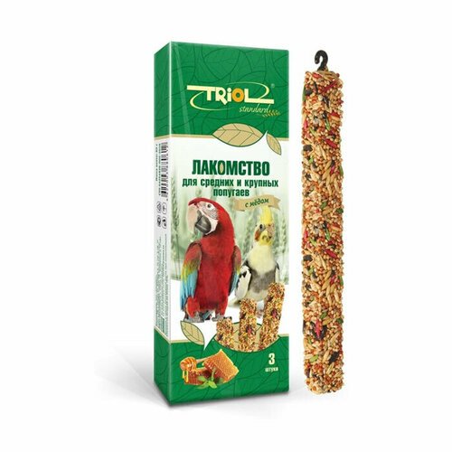 Палочки для средних и крупных попугаев с мёдом Triol Standart, 3шт,115г