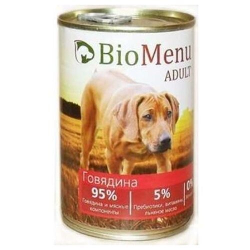 Влажный корм для собак BioMenu Adult консервы для собак с говядиной 1 уп. х 1 шт. х 410 г