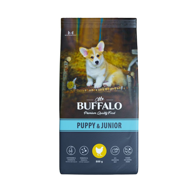Mr.Buffalo Mr.Buffalo сухой корм с курицей для щенков и юниоров всех пород (800 г)