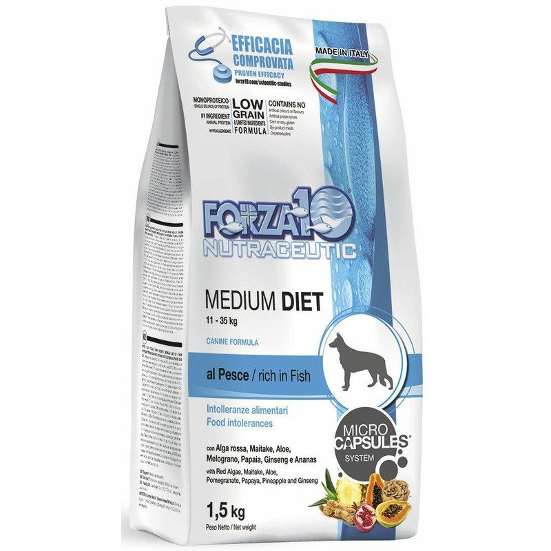 Forza10 Сухой корм Forza10 Medium Diet для взрослых собак средних пород при аллергии из рыбы с микрокапсулами - 1,5 кг