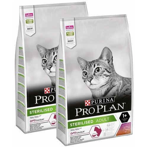 PRO PLAN CAT STERILISED SAVOURY DUO DUCK & LIVER для привередливых взрослых кастрированных котов и стерилизованных кошек с уткой и печенью (10 + 10 кг)