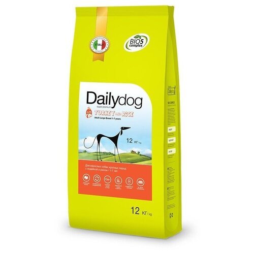 Сухой корм для собак DailyDog индейка, с рисом 1 уп. х 1 шт. х 12 кг (для средних и крупных пород)