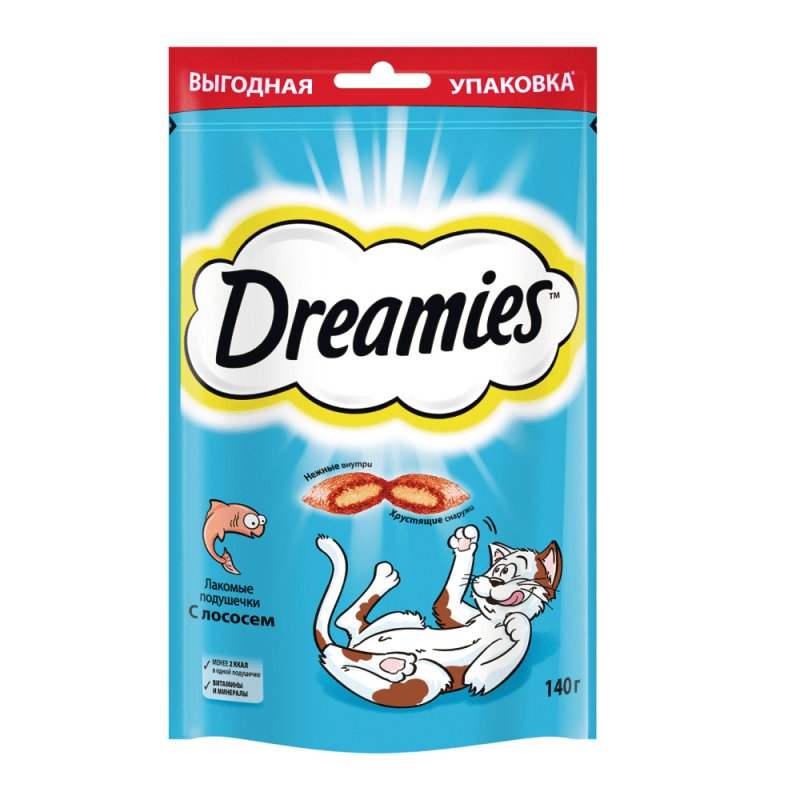 Dreamies Dreamies лакомство Dreamies для взрослых кошек, с лососем (140 г)